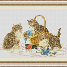 фото: картина для вышивки крестиком, котята
