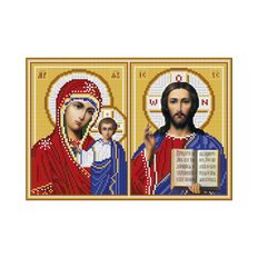 изображение: схема для вышивки бисером иконы Иконостас Иисус и Богородица