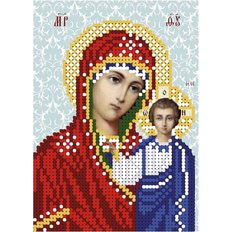 изображение: схема для вышивки бисером иконы Казанская богородица (синий частичная)
