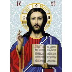 изображение: схема для вышивки бисером иконы Иисус Христос (синий частичная)