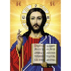 изображение: схема для вышивки бисером иконы Иисус Христос (золото частичная)