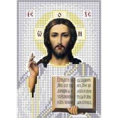 изображение: схема для вышивки бисером иконы Иисус Христос (серебро)
