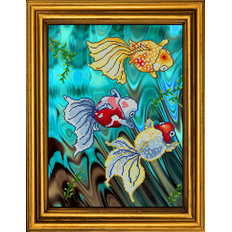 фото: картина для вышивки бисером Золотые рыбки (голубая вода) Триптих часть 2