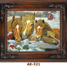 фото: картина для вышивки бисером Дружные лошадки