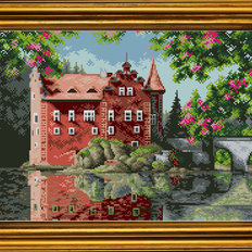 фото: картина для вышивки бисером Замок у озера