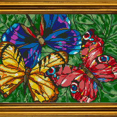 фото: картина для вышивки бисером Бабочки - порхающие цветы