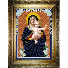 изображение: икона для вышивки бисером, Дева Мария с младенцем
