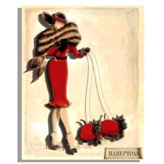 Набор папертоль Дама со скотч-терьерами Набор папертоль Дама со скотч-терьерами