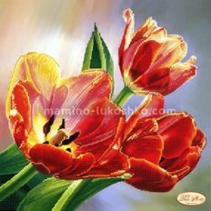 Схема для вышивки бисером Красочные тюльпаны