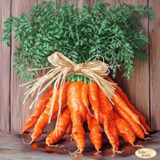 фото: картина, вышитая бисером, Букет моркови