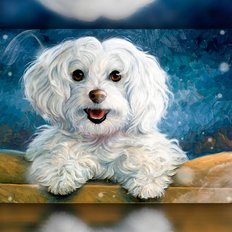 фото: картина в алмазной технике Радостная собака