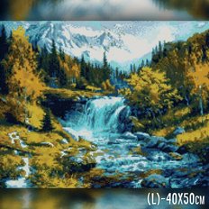 фото: картина в алмазной технике Лесной водопад