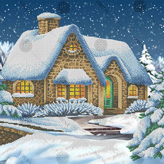 изображение: схема для вышивки бисером Зимний домик