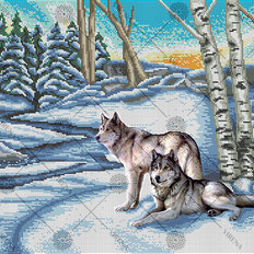 изображение: схема для вышивки бисером Волки