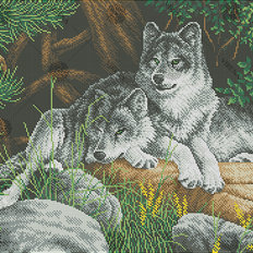 изображение: схема для вышивки бисером Пара волков