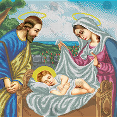изображение: схема для вышивки бисером Иисус в колыбели