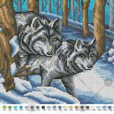 изображение: схема для вышивки бисером Волки