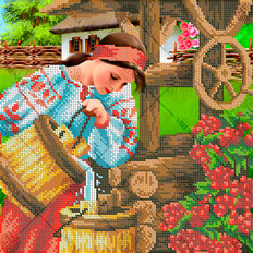 изображение: схема для вышивки бисером Девушка украиночка