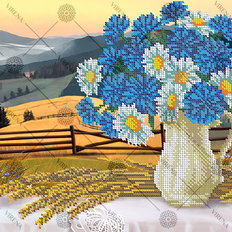 изображение: схема для вышивки бисером Ромашки и васильки