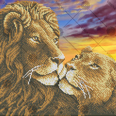изображение: схема для вышивки бисером Львы
