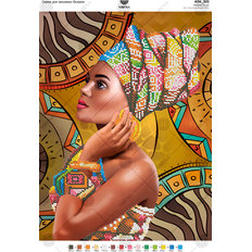 фото: картина, вышитая бисером, Африканка