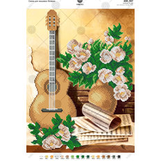 фото: картина, вышитая бисером, Гитара