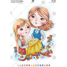 фото: картина, вышитая бисером, Мама с дочкой