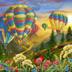 фото: картина, вышитая бисером, Воздушные шары