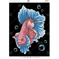 фото: картина, вышитая бисером, Рыбка