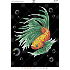 фото: картина, вышитая бисером, Рыбка