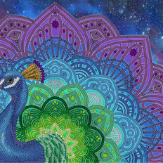 фото: картина, вышитая бисером, Павлин