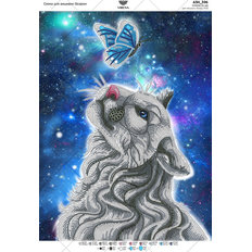 фото: картина, вышитая бисером, Белый тигр и бабочка