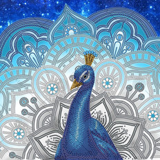 фото: картина, вышитая бисером, Павлин