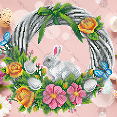 фото: картина, вышитая бисером, Пасхальный венок