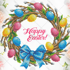 фото: картина, вышитая бисером, Пасхальный венок