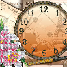 фото: схема для вышивки бисером Часы Эйфелева башня