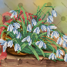 фото: картина, вышитая бисером, Подснежники