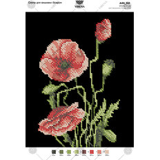 фото: картина, вышитая бисером, Маки на чёрном