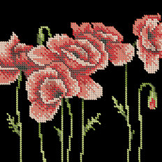 фото: картина, вышитая бисером, Маки на чёрном