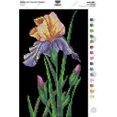 фото: картина, вышитая бисером, Ирисы на чёрном