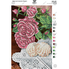 фото: картина, вышитая бисером, Розы и зефир