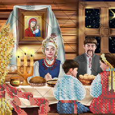 фото: картина, вышитая бисером, Первая звезда