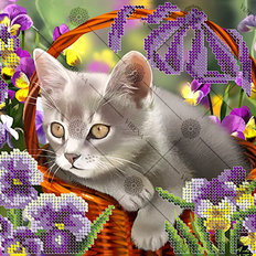 фото: картина, вышитая бисером, Котёнок фото: картина, вышитая бисером, Котёнок