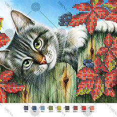 фото: картина, вышитая бисером, Котёнок фото: картина, вышитая бисером, Котёнок
