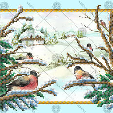 фото: картина, вышитая бисером, Птицы
