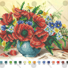 фото: картина, вышитая бисером, Маки