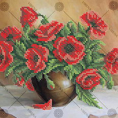 фото: картина, вышитая бисером, Маки фото: картина, вышитая бисером, Маки