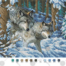 фото: картина, вышитая бисером, Волки фото: картина, вышитая бисером, Волки