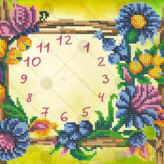фото: схема для вышивки бисером Часы Цветы