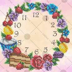 фото: схема для вышивки бисером Часы Цветы и птицы
